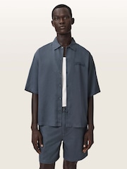 AllSaints Blue Circe Short Sleeve Shirt - Image 1 of 4