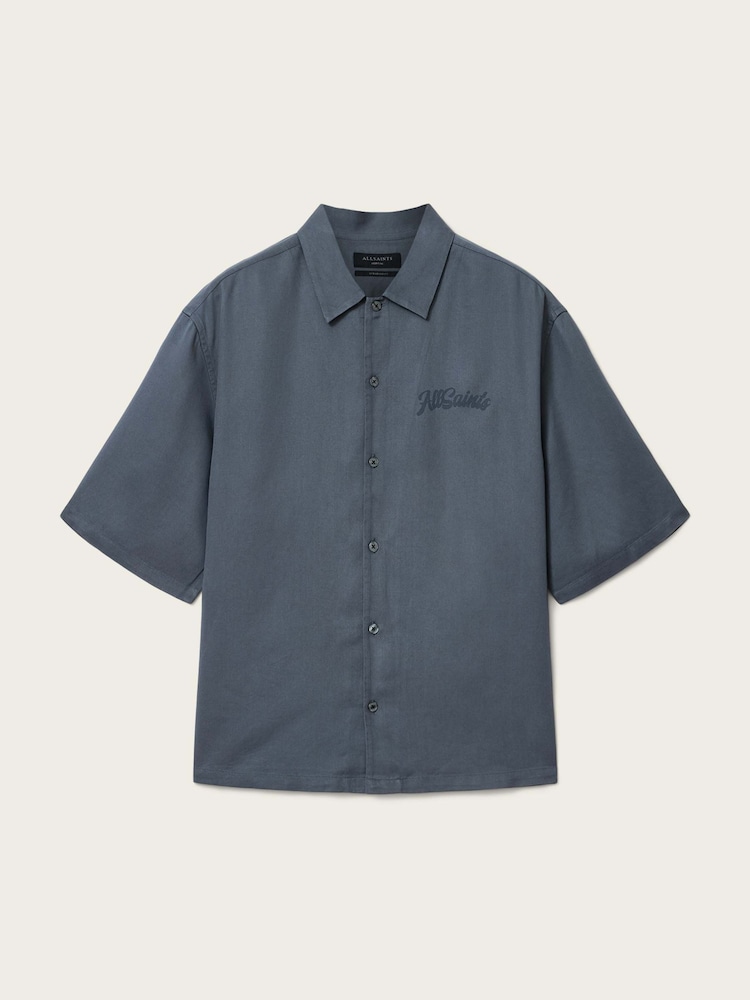 AllSaints Blue Circe Short Sleeve Shirt - Image 4 of 4