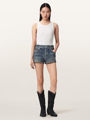 AllSaints Blue Asher Terry Shorts - Image 7 of 8