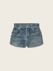 AllSaints Blue Asher Terry Shorts - Image 8 of 8