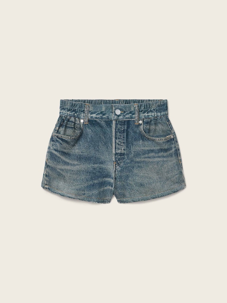 AllSaints Blue Asher Terry Shorts - Image 8 of 8