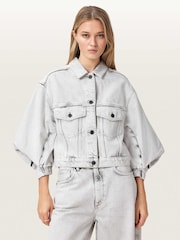 AllSaints Grey Luca Denim Jacket - Image 1 of 5