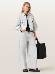 AllSaints Grey Luca Denim Jacket - Image 4 of 5