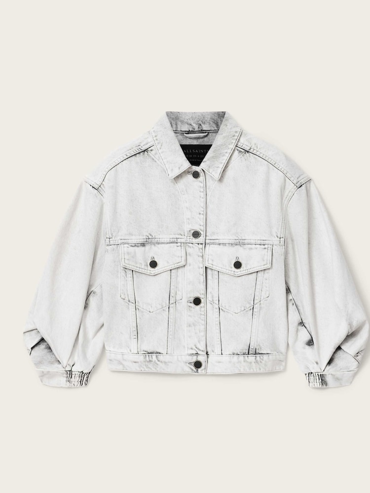 AllSaints Grey Luca Denim Jacket - Image 5 of 5 AllSaints Grey Luca Denim Jacket - Image 5 of 5
