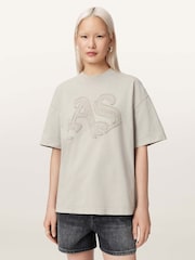 AllSaints Grey Insignia Etta T-Shirts - Image 1 of 6