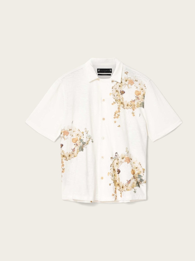 AllSaints Cream Fleur Lis Short Sleeve Shirt - Image 3 of 3 AllSaints Cream Fleur Lis Short Sleeve Shirt - Image 3 of 3