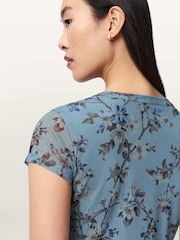 AllSaints Blue Ellie Mesh T-Shirt - Image 6 of 7