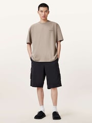 AllSaints Beige Underground Oversized Cotton Crew Neck T-Shirt - Image 2 of 7
