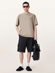 AllSaints Beige Underground Oversized Cotton Crew Neck T-Shirt - Image 6 of 7