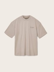 AllSaints Beige Underground Oversized Cotton Crew Neck T-Shirt - Image 7 of 7