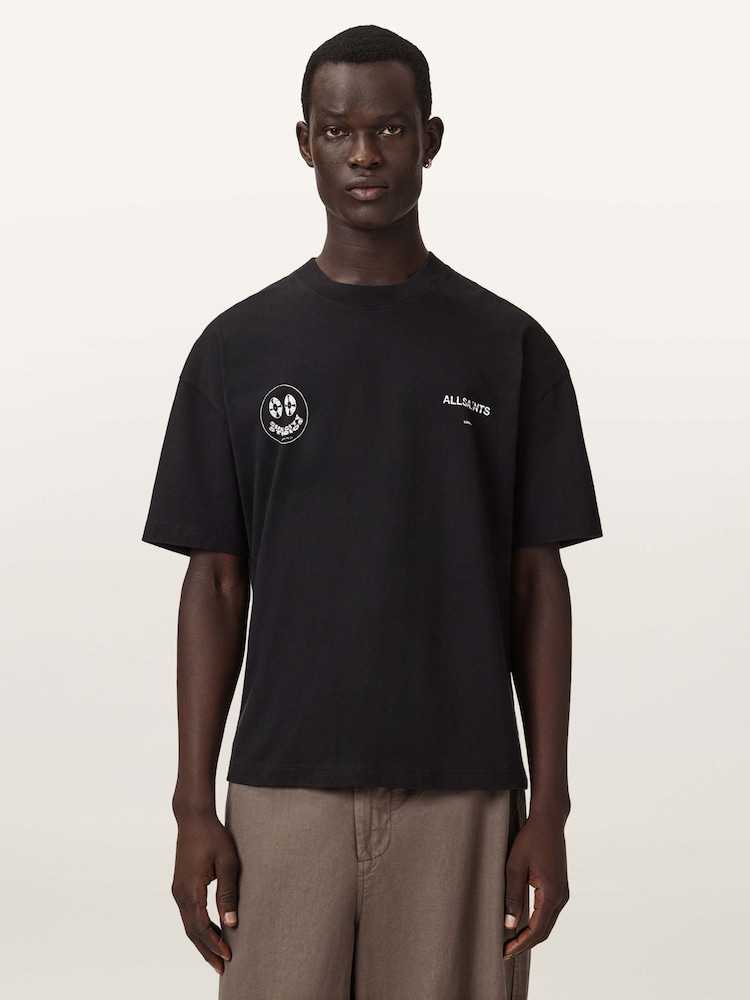 AllSaints Black Spinner Short Sleeve Crew Neck T-Shirt - Image 1 of 2