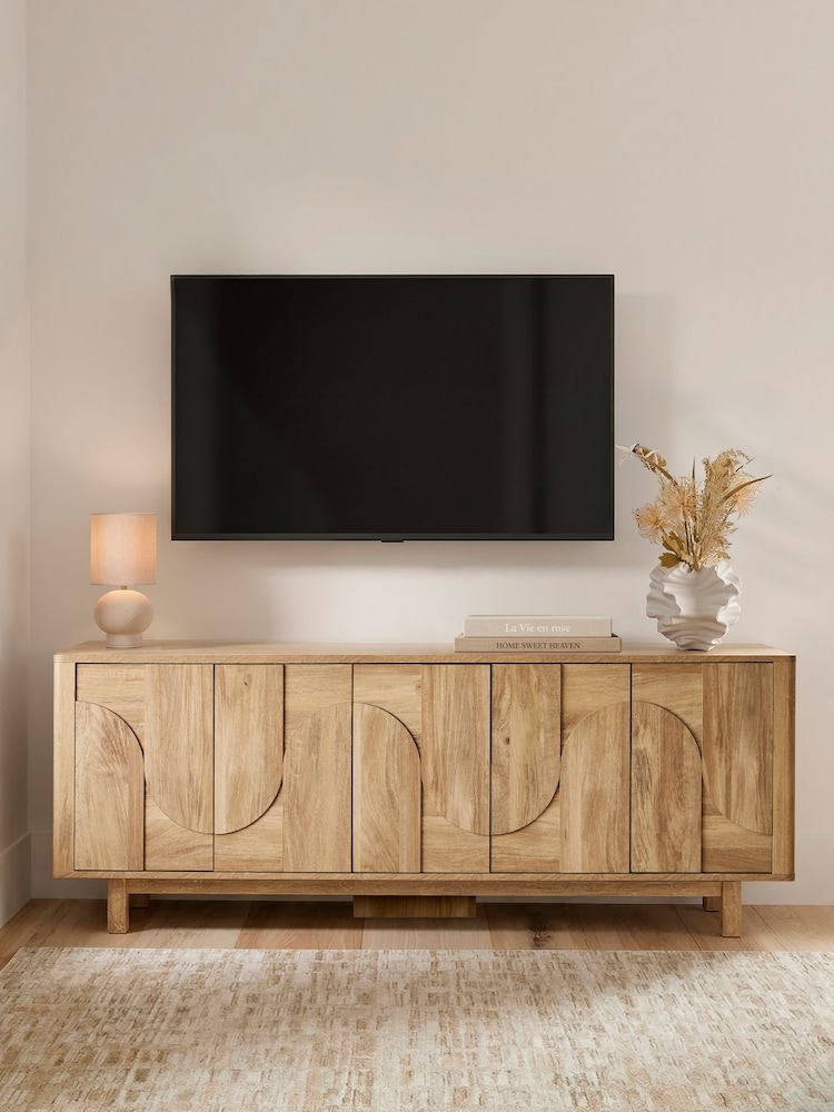 Natural Arches Wood Effect Up to 90 inch TV Unit - Image 1 of 7 Natural Arches Wood Effect Up to 90 inch TV Unit - Image 1 of 7