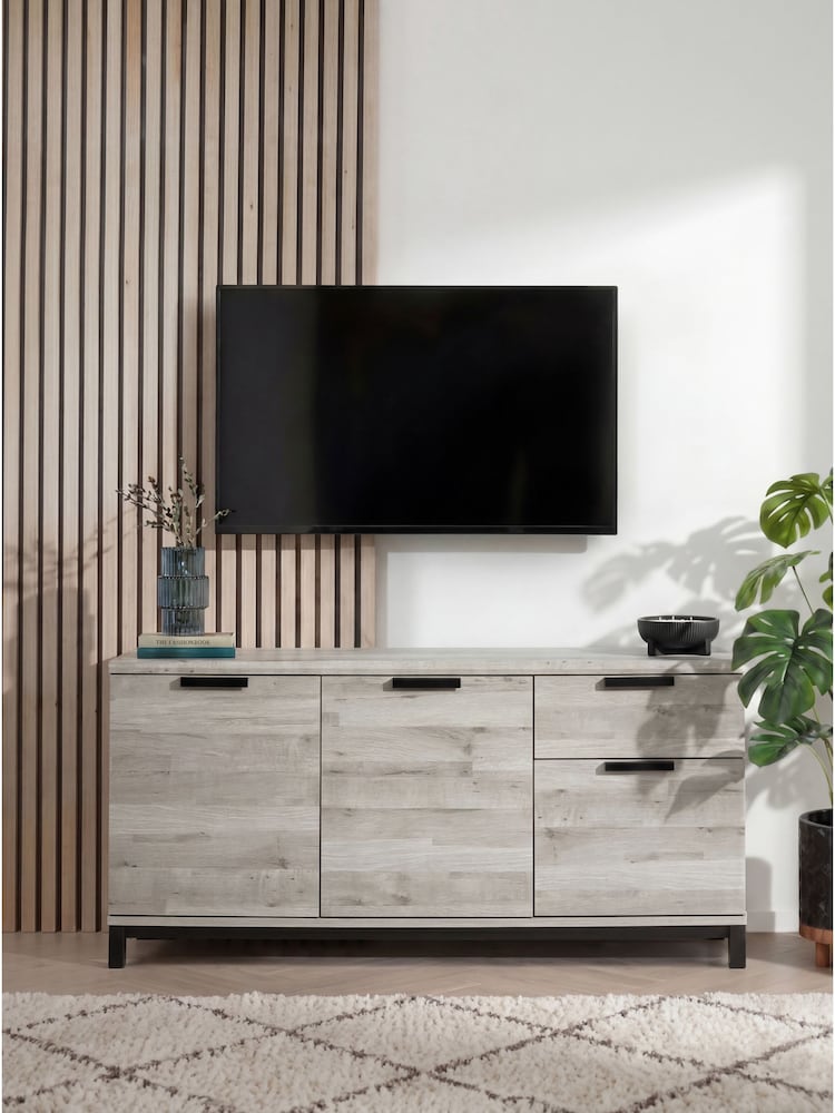 Grey Bronx Oak Effect Up to 65 inch TV Unit - Image 1 of 3