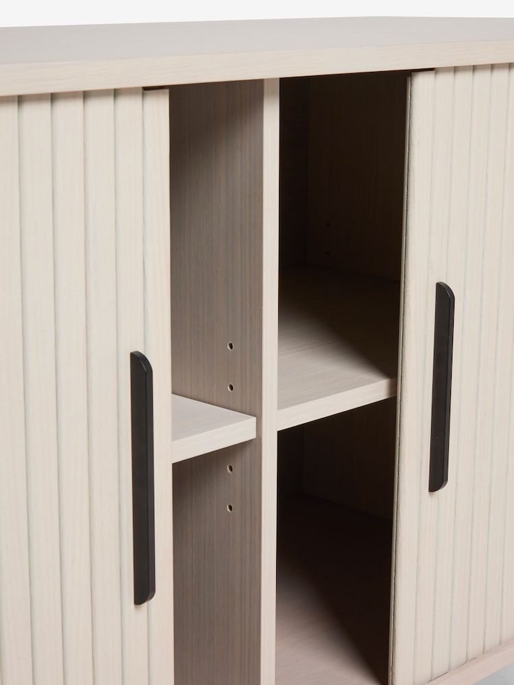Grey Hyde Tambour Door Oak Veneer TV Unit - Image 7 of 7