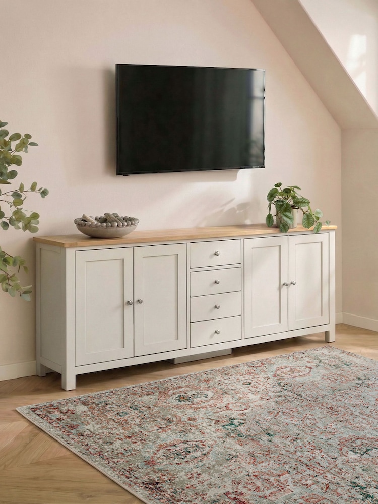 Cream Malvern Oak Effect TV Unit - Image 1 of 8 Cream Malvern Oak Effect TV Unit - Image 1 of 8