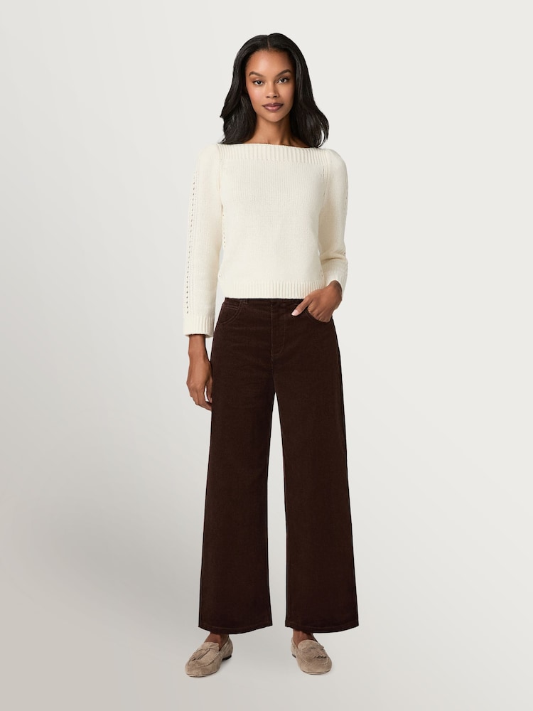 Paige Brown Arellia Ankle High Rise Barrel Leg Corduroy Trousers - Image 1 of 4 Paige Brown Arellia Ankle High Rise Barrel Leg Corduroy Trousers - Image 1 of 4