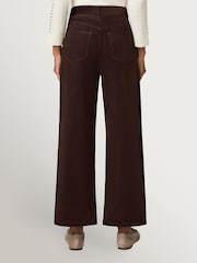 Paige Brown Arellia Ankle High Rise Barrel Leg Corduroy Trousers - Image 3 of 4