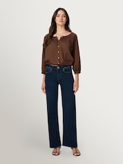Paige Amagansett Tatum 32" Mid Rise Slim Wide Leg Jeans - Image 1 of 6