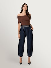 Paige Fresco Delaney Cuffed Pleat Waist Barrel Leg Jeans - Image 1 of 4