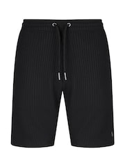 Luke 1977 Black Waffle Textured Shorts - Image 4 of 7