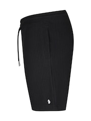 Luke 1977 Black Waffle Textured Shorts - Image 6 of 7