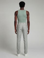 Harry Brown Green Slim Fit Linen Blend Suit Trousers - Image 2 of 8