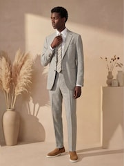 Harry Brown Green Slim Fit Linen Blend Suit Trousers - Image 5 of 8