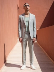 Harry Brown Green Slim Fit Linen Blend Suit Trousers - Image 6 of 8
