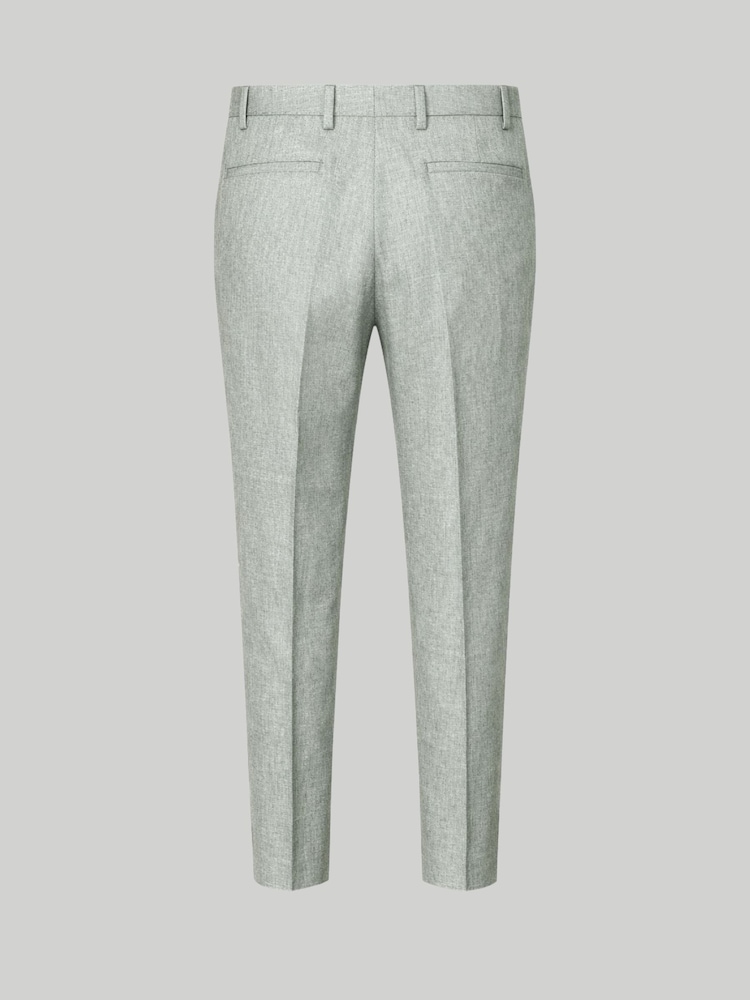 Harry Brown Green Slim Fit Linen Blend Suit Trousers - Image 8 of 8