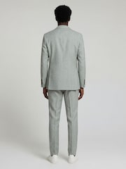 Harry Brown Green Slim Fit Double Breasted Linen Blend Suit Jacket - Image 4 of 7