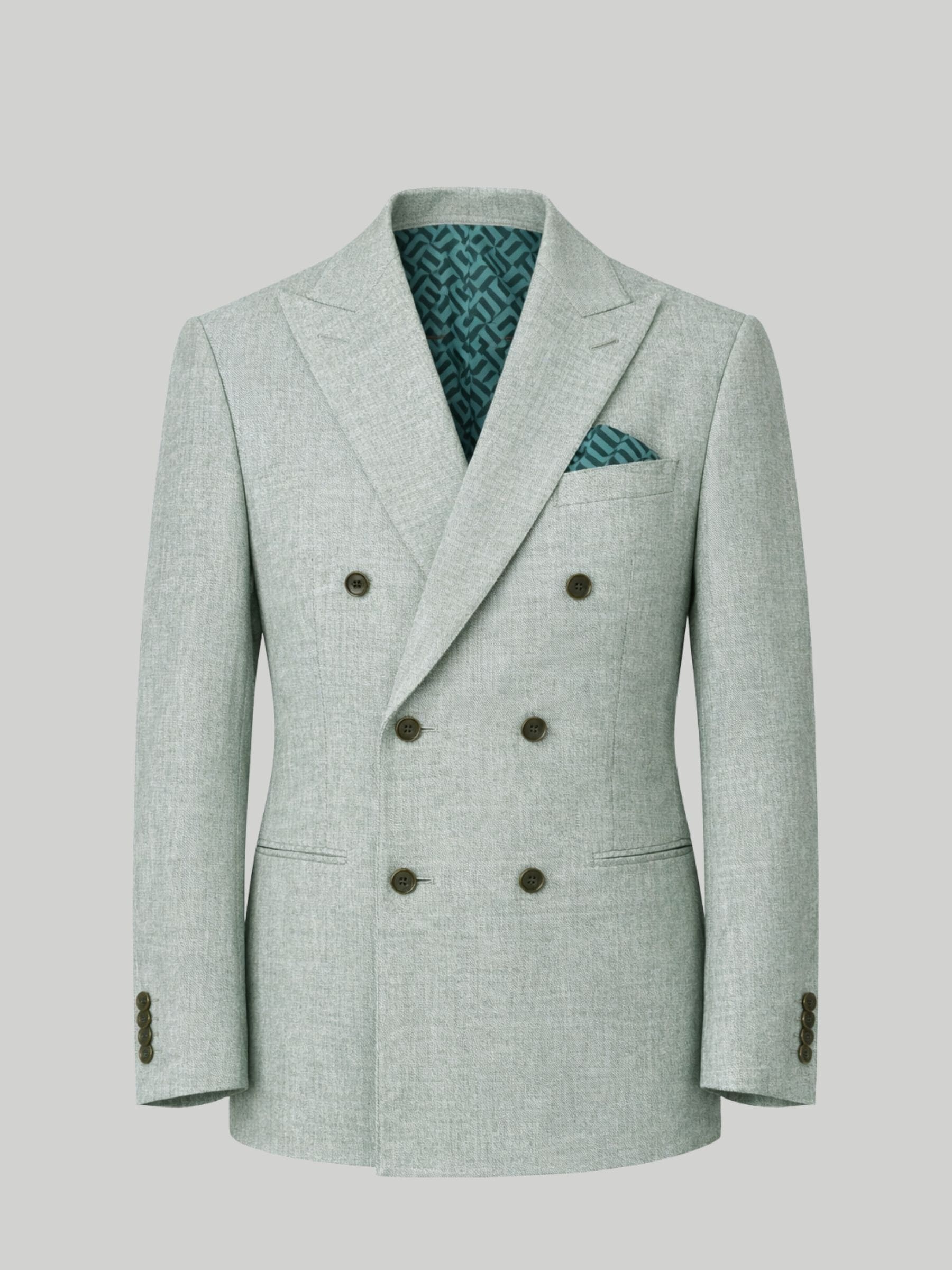 Buy Harry Brown Green Double Breasted Slim Fit Linen Blend Suit