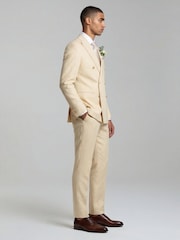 Harry Brown Yellow Slim Fit Linen Blend Suit Trousers - Image 2 of 8