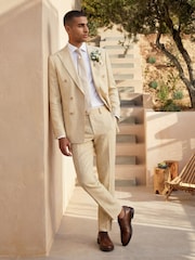 Harry Brown Yellow Slim Fit Linen Blend Suit Trousers - Image 5 of 8
