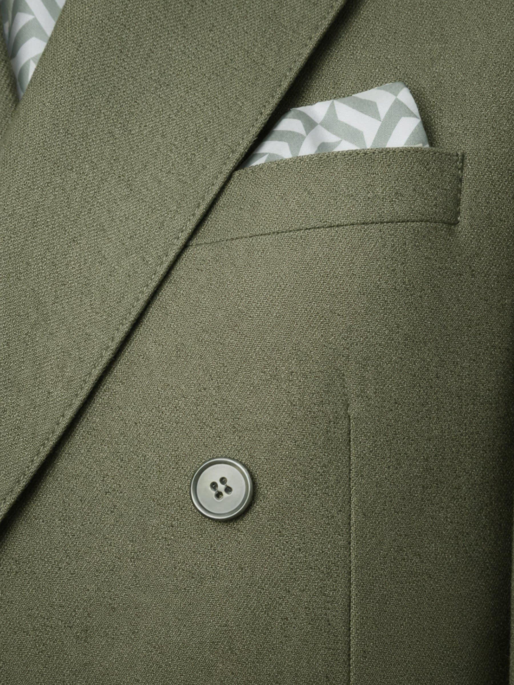Buy Harry Brown Olive Green Double Breasted Slim Fit Linen Blend