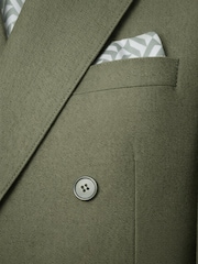 Harry Brown Olive Green Slim Fit Double Breasted Linen Blend Suit Jacket - Image 9 of 9