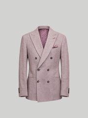 Harry Brown Red Slim Fit Double Breasted Linen Blend Suit Jacket - Image 6 of 8