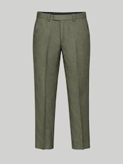 Harry Brown Olive Green Slim Fit Linen Blend Suit Trousers - Image 6 of 7