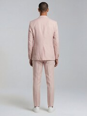 Harry Brown Pink Slim Fit Single Breasted Linen Blend Suit Jacket - Image 4 of 7