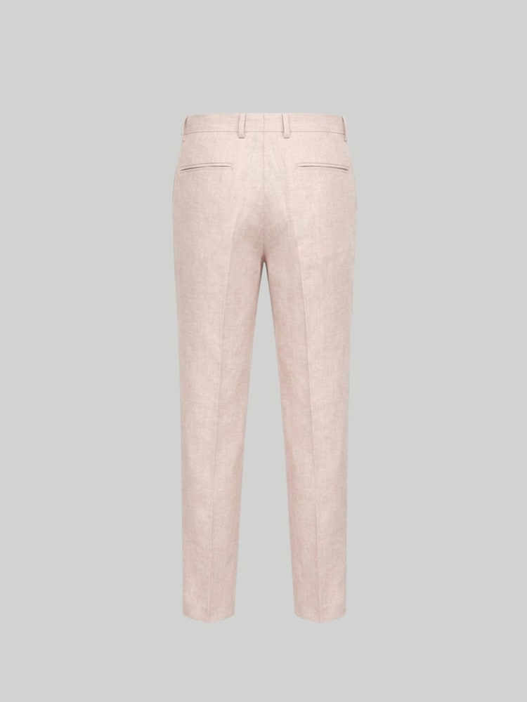 Harry Brown Pink Slim Fit Linen Blend Suit Trousers - Image 6 of 6