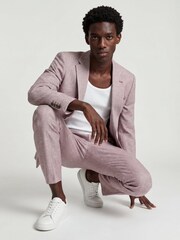 Harry Brown Red Slim Fit Linen Blend Suit Trousers - Image 3 of 7