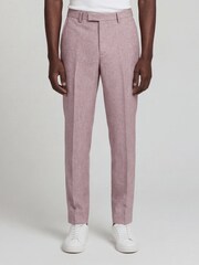 Harry Brown Red Slim Fit Linen Blend Suit Trousers - Image 5 of 7