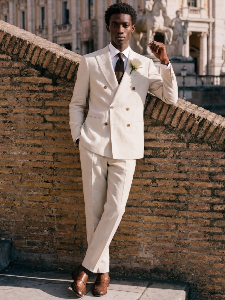 Harry Brown Natural Slim Fit Linen Blend Suit Trousers - Image 1 of 8