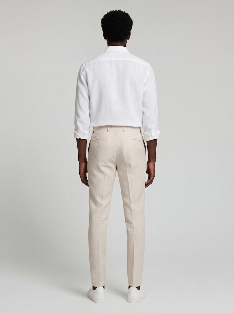 Harry Brown Natural Slim Fit Linen Blend Suit Trousers - Image 2 of 8