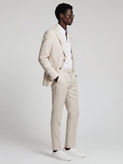 Harry Brown Natural Slim Fit Linen Blend Suit Trousers - Image 3 of 8