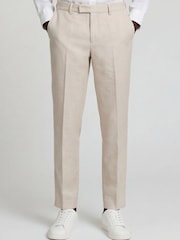 Harry Brown Natural Slim Fit Linen Blend Suit Trousers - Image 5 of 8