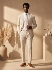 Harry Brown Natural Slim Fit Linen Blend Suit Trousers - Image 6 of 8