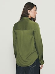 綠色 - N. Premium Tencel Soft Long Sleeve Shirt - 圖片 4，共 8