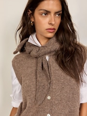 BHOEM Taupe Brown Removable Scarf Buttoned Knit Vest - Image 2 of 5