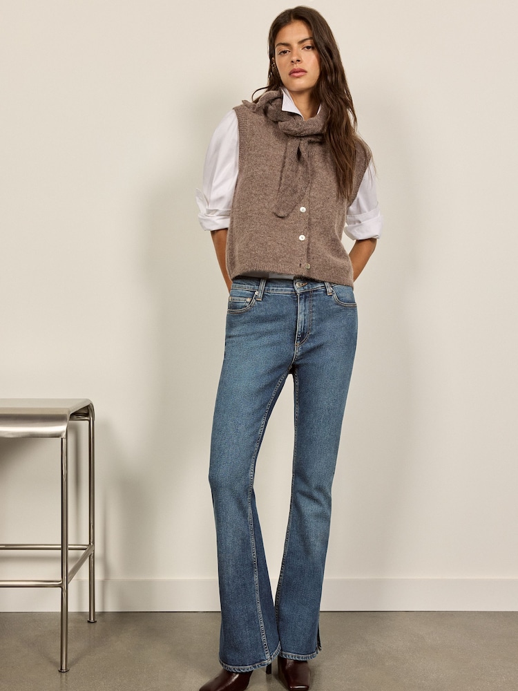 BHOEM Taupe Brown Removable Scarf Buttoned Knit Vest - Image 5 of 5