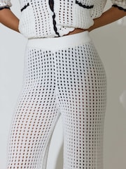 South Beach Crochet Knit Cuff DetailWide Leg Trousers - Image 3 of 5